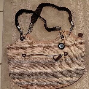 The Sak Cream and Brown Shoulder Bag with Bohemian Style